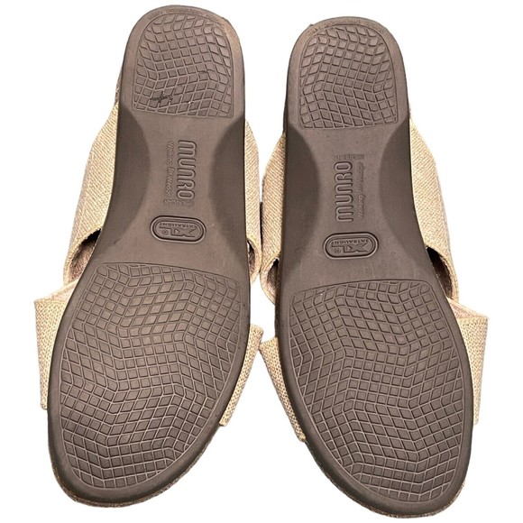 MUNRO AMERICAN Women's Sandals Crossover Strap Size 8.5 Slip-on Natural Canvas - Picture 8 of 9